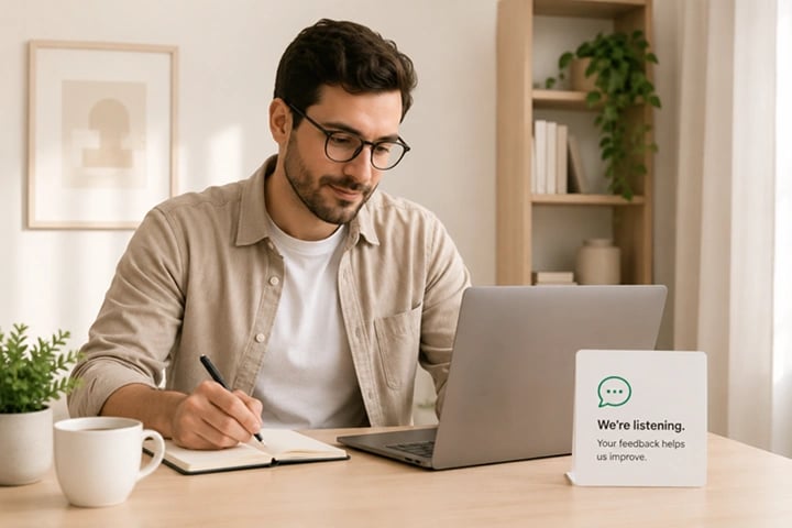 Person submitting feedback or a complaint to OMC Health online