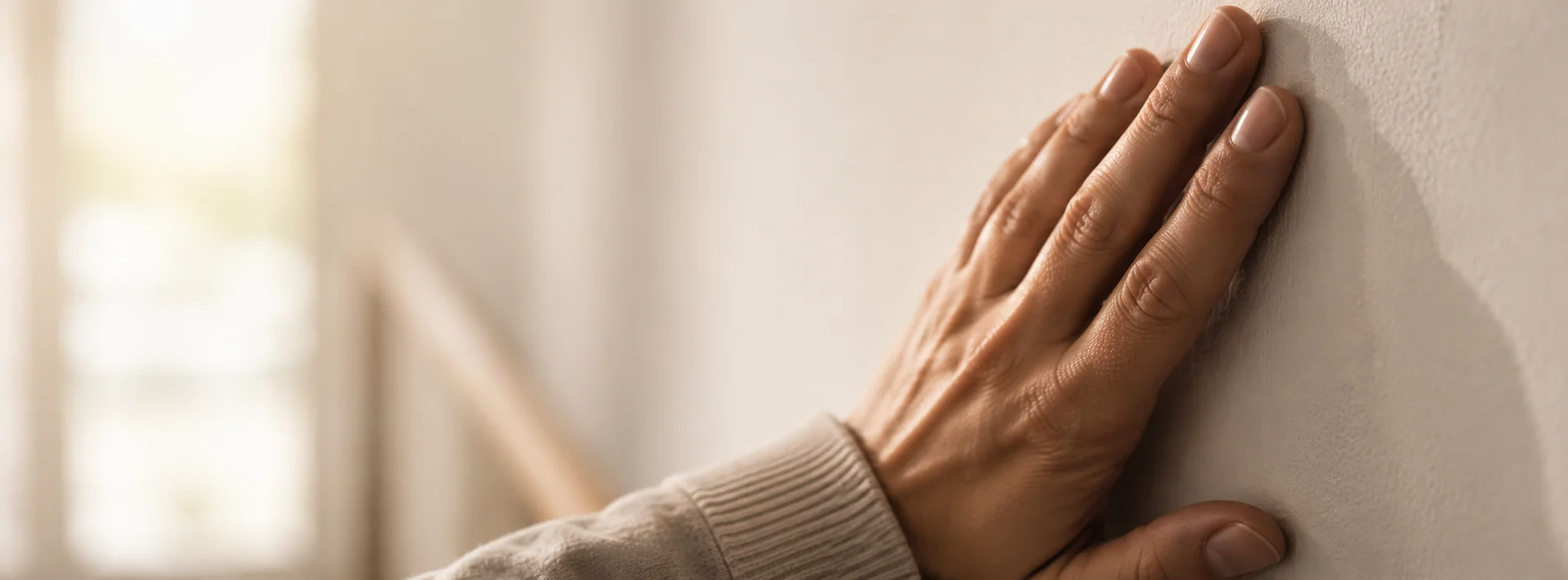 Close-up of a hand resting against a wall while pausing mid-task — Sick Leave Certificate for Fatigue from OMC Health